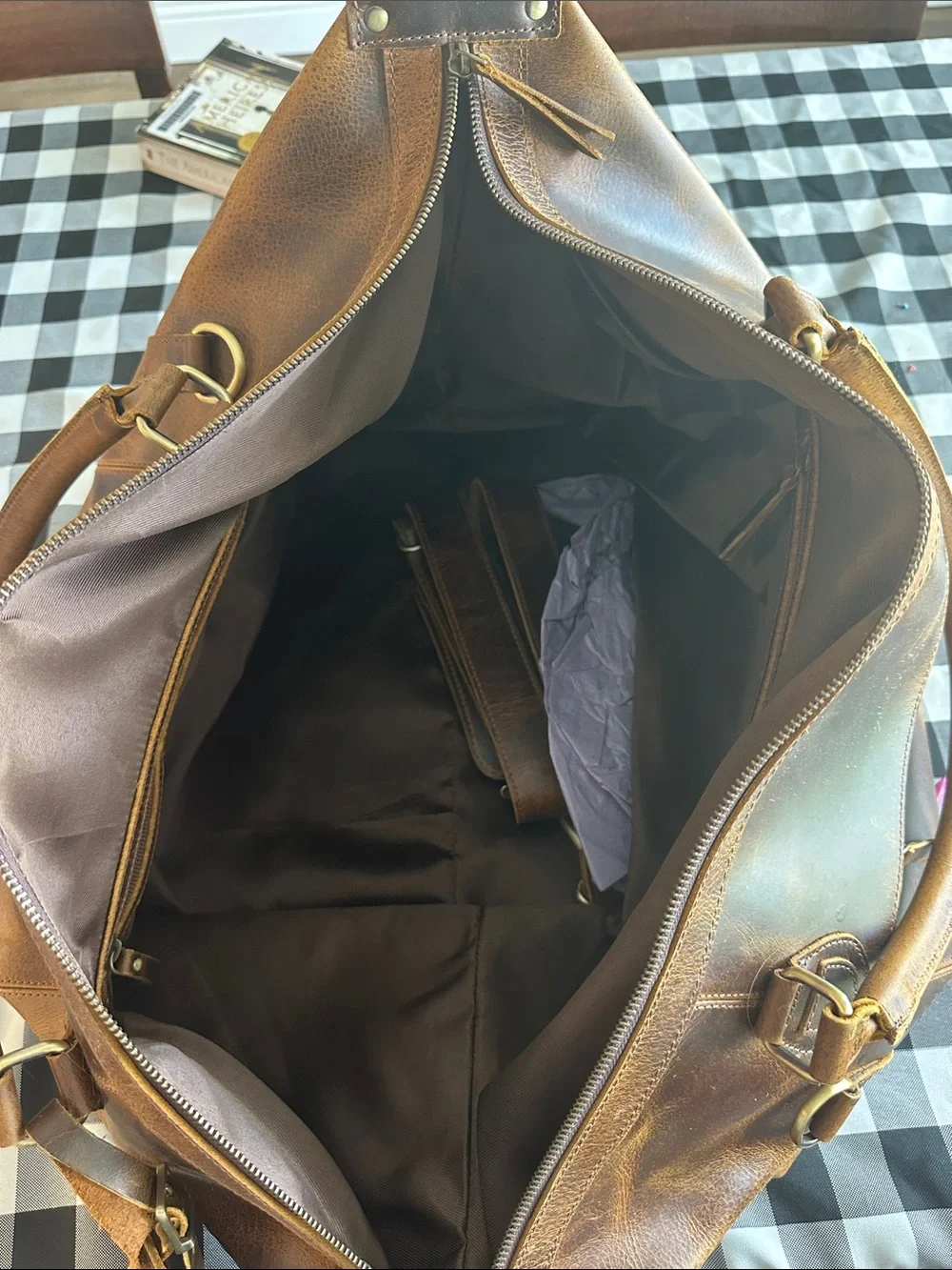 Men's Brown Leather Duffel Bag - Classic Travel Tote